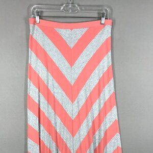 LC Lauren Conrad Skirt Women's Medium Pink Gray Chevron Stripe Pull On Maxi